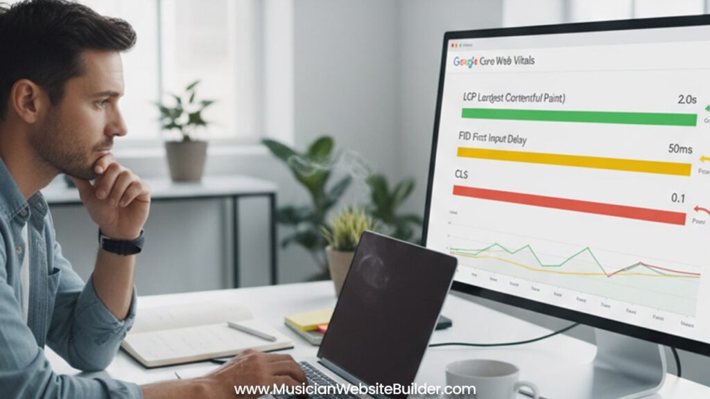 Core Web Vitals metrics on laptop screen