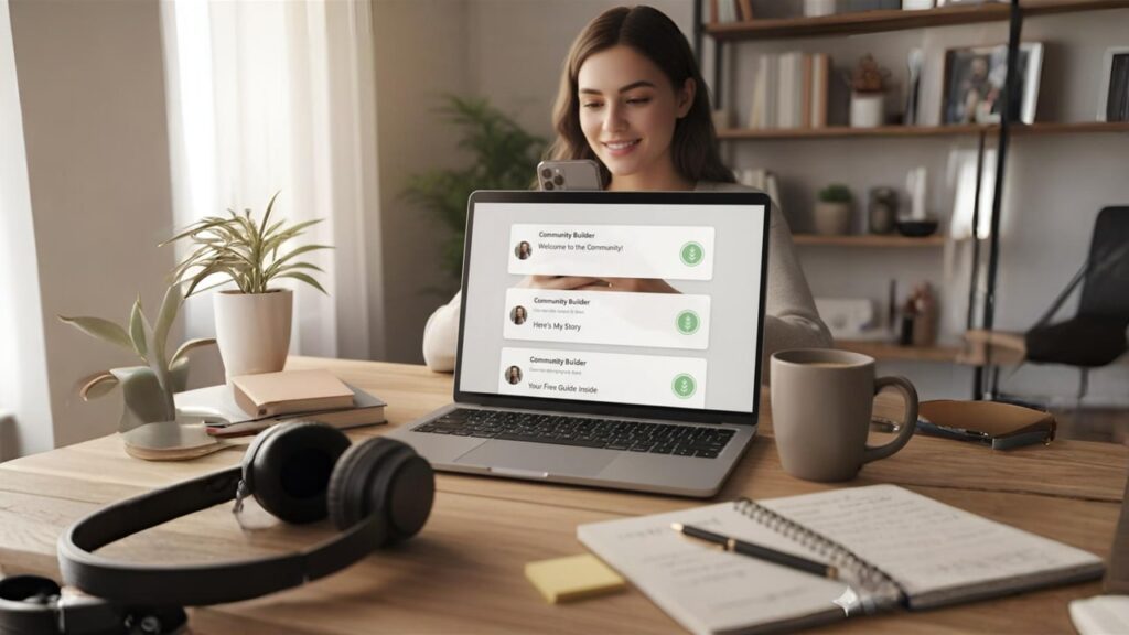 email welcome series nurturing new subscribers on laptop and phone