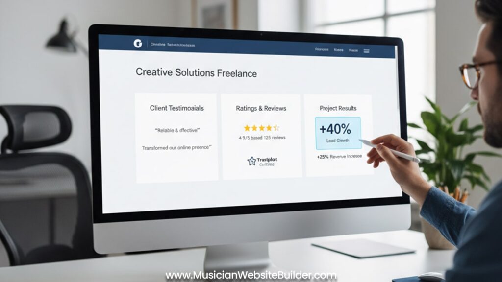 Client testimonials and proof on freelancer website