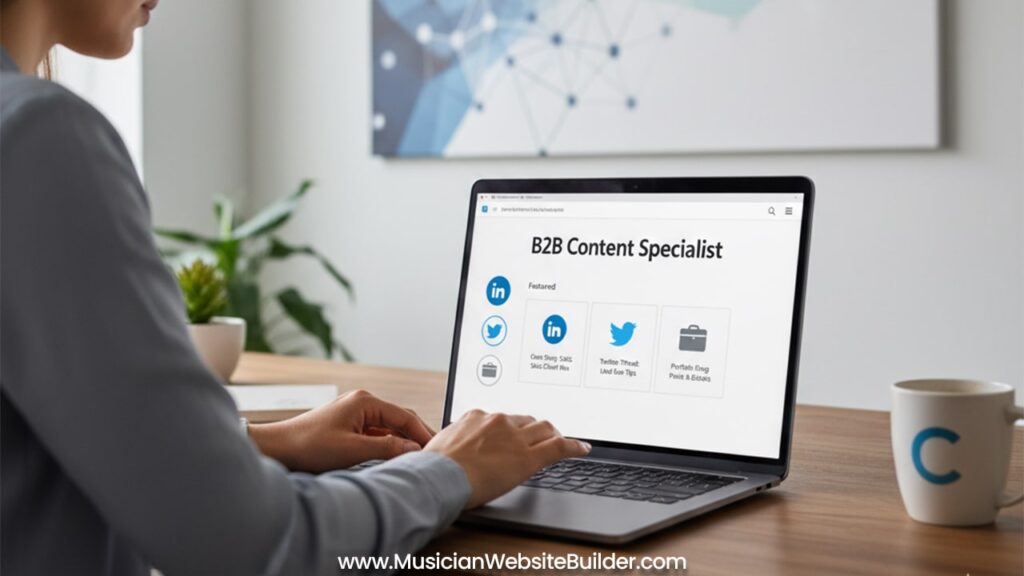 Professional optimizing LinkedIn profile for branding