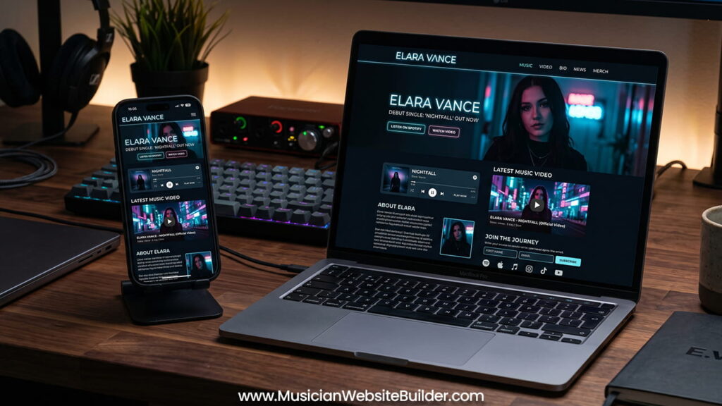 single page music website